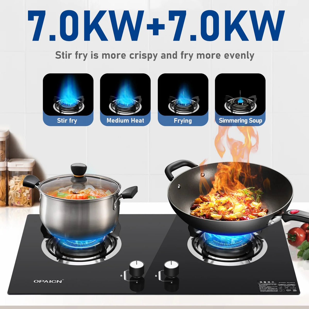 Double Burner Gas Stove Tempered Glass Cooktop U228