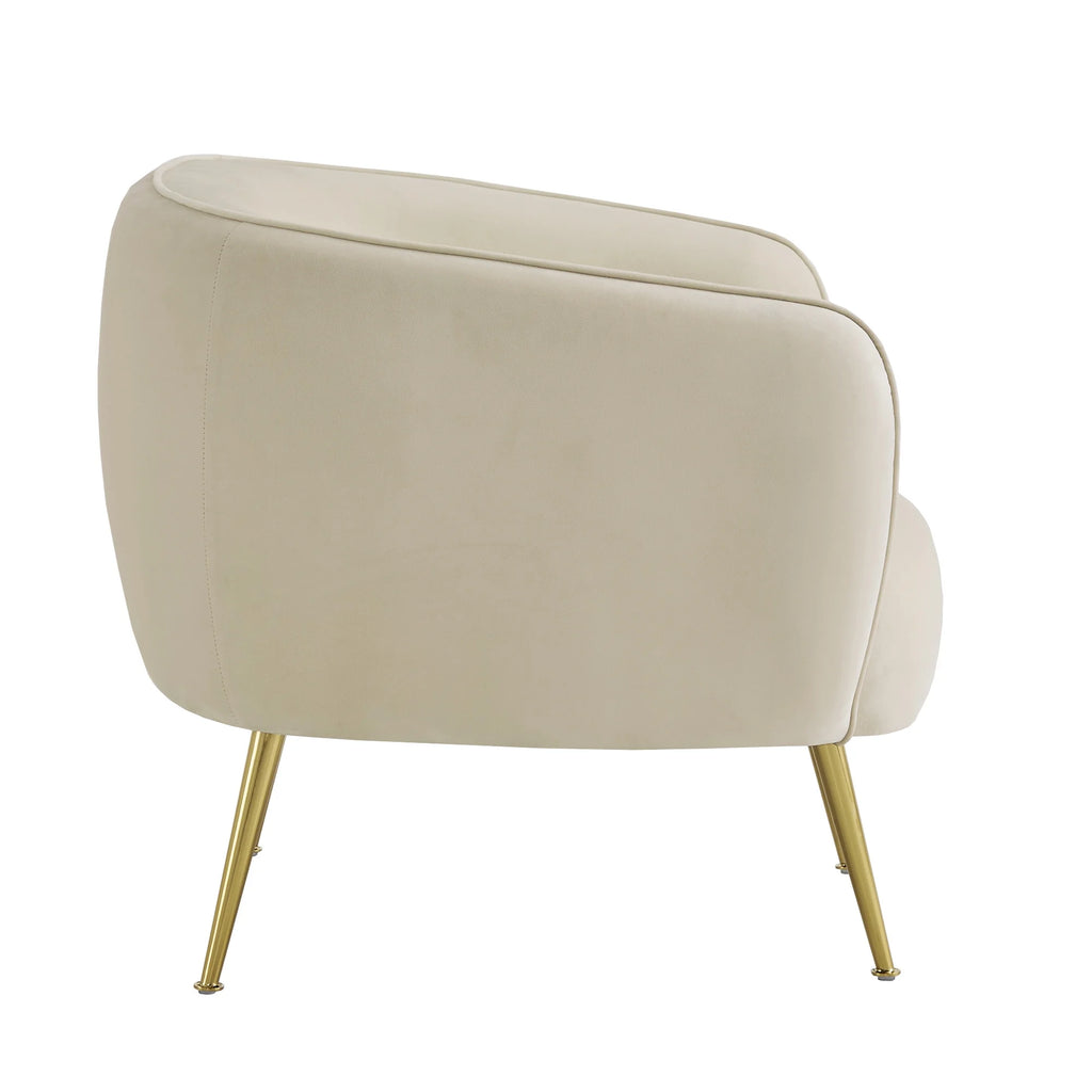 Beige Velvet Upholstered Accent Chair V623206