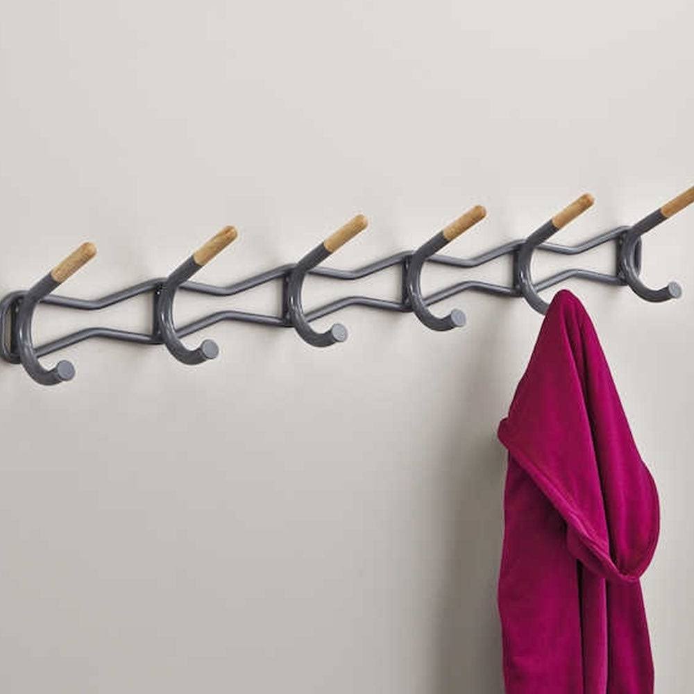 6 Hook Black Coat Wall Rack K9455