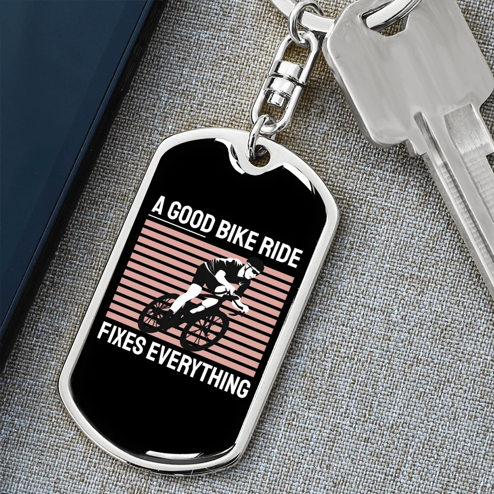 Stainless Steel or 18k Gold Swivel Dog Tag Keychain L38493