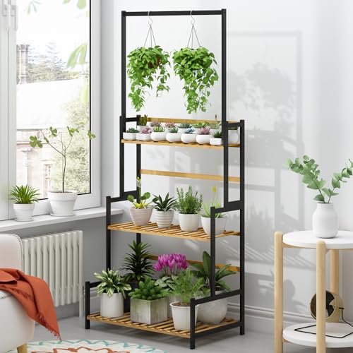 3 Tier Bamboo Foldable Plant Stand Shelf Rack R536588