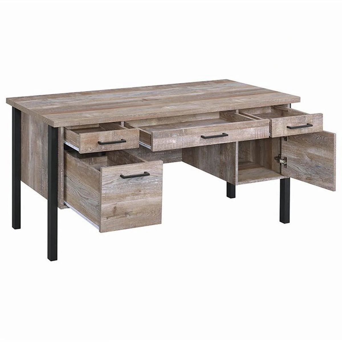 4-drawer Weathered Oak Office Desk Y5504