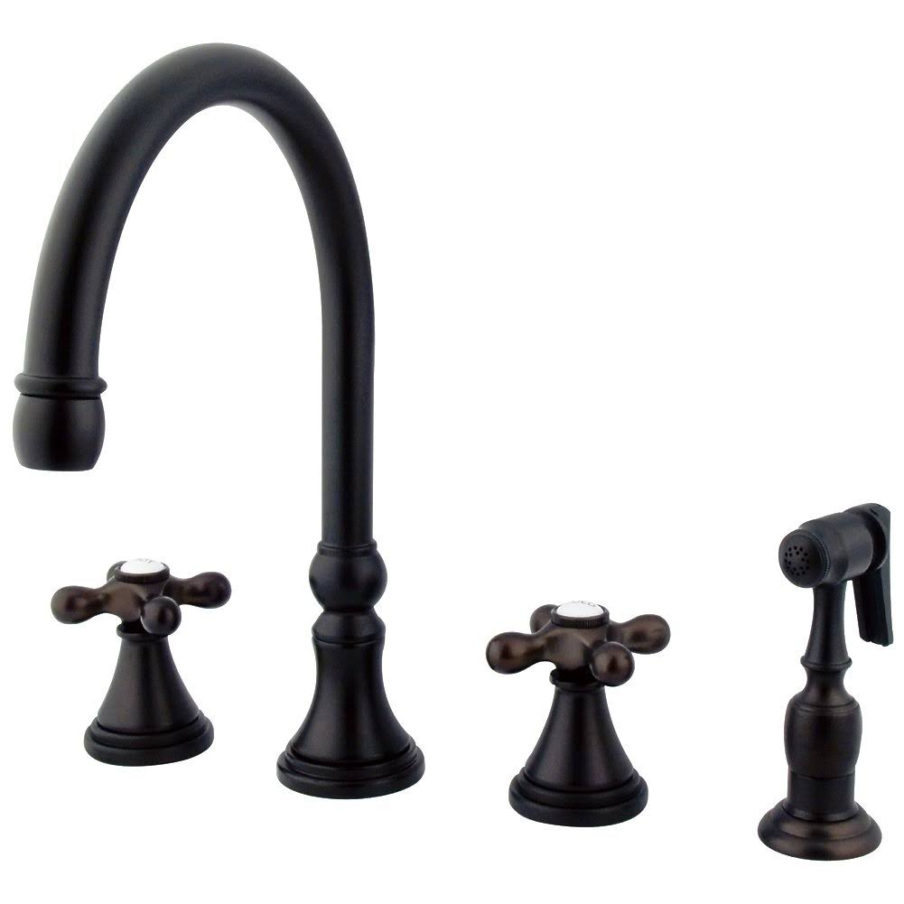 Oil Rubbed Bronze Deck Mount Kitchen Faucet with Brass Sprayer A27595