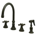 Oil Rubbed Bronze Deck Mount Kitchen Faucet with Brass Sprayer A27595