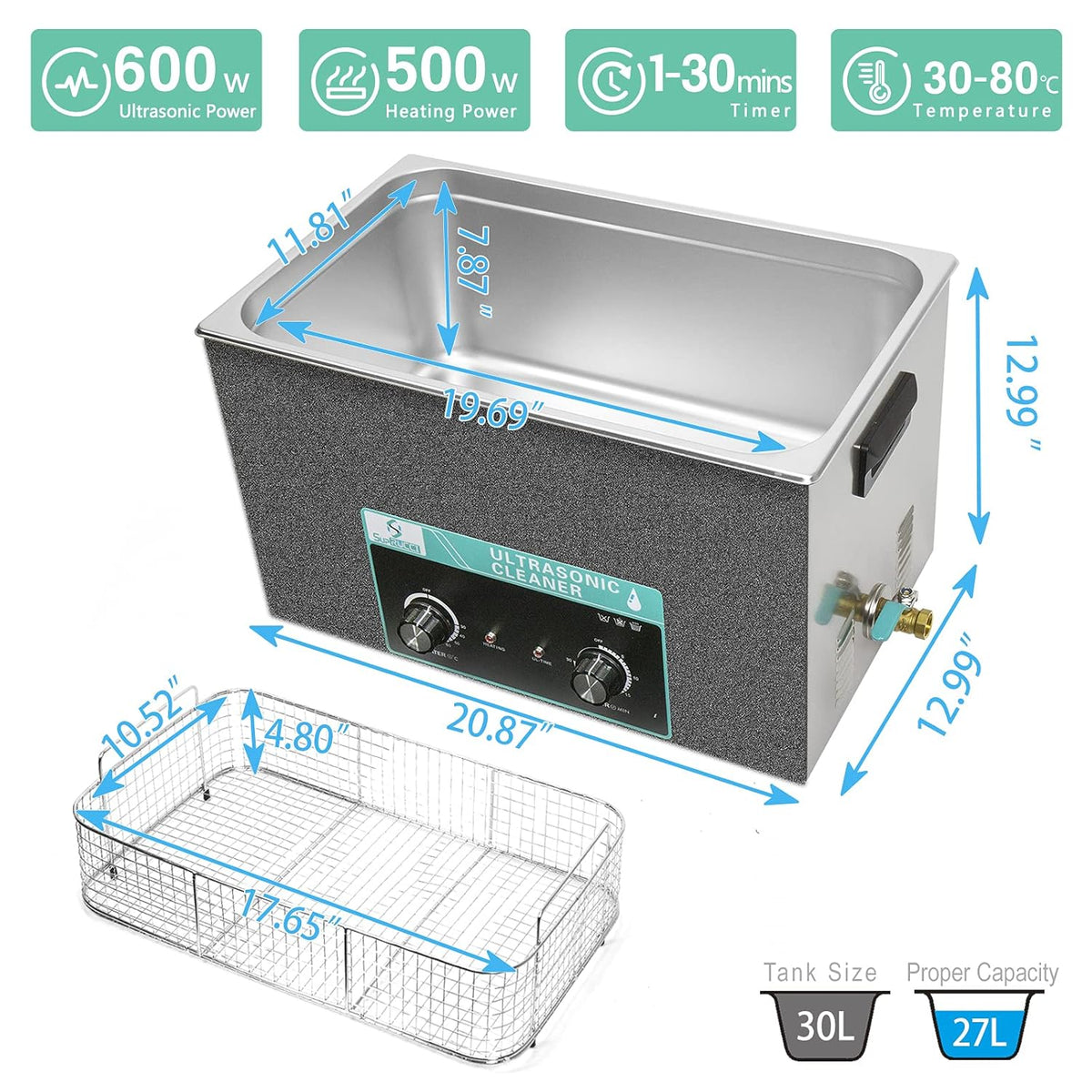Ultrasonic Cleaner with Heated Basket Y567
