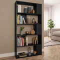 Black 31.5 inch x 9.4 inch x 62.6 inch Chipboard Book Cabinet/Room Divider Z19085