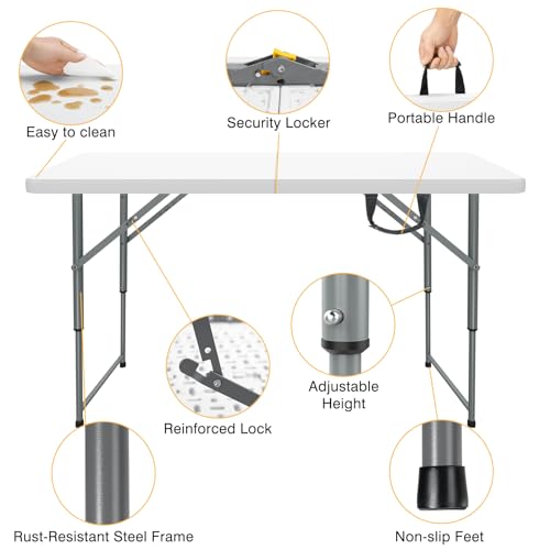 8 Foot Plastic Folding Picnic Table with Carry Handle N53889