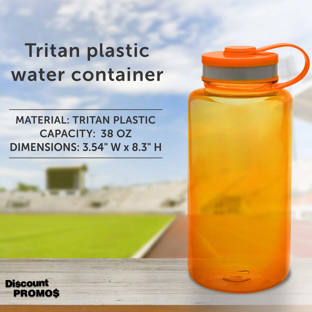 Plastic Sports Water Bottles with Flip Lid 38 oz. Set of 10 S309583