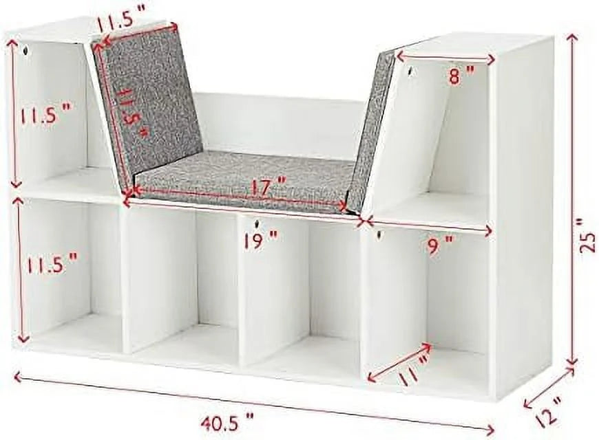 6-Cubby Bookcase with Cushioned Reading Nook Y92133