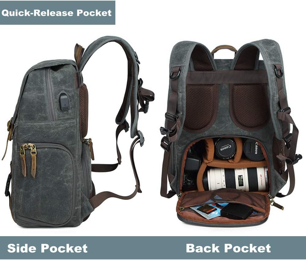 Canvas Water-repellent 15 inch Laptop DSLR SLR Backpack X5855