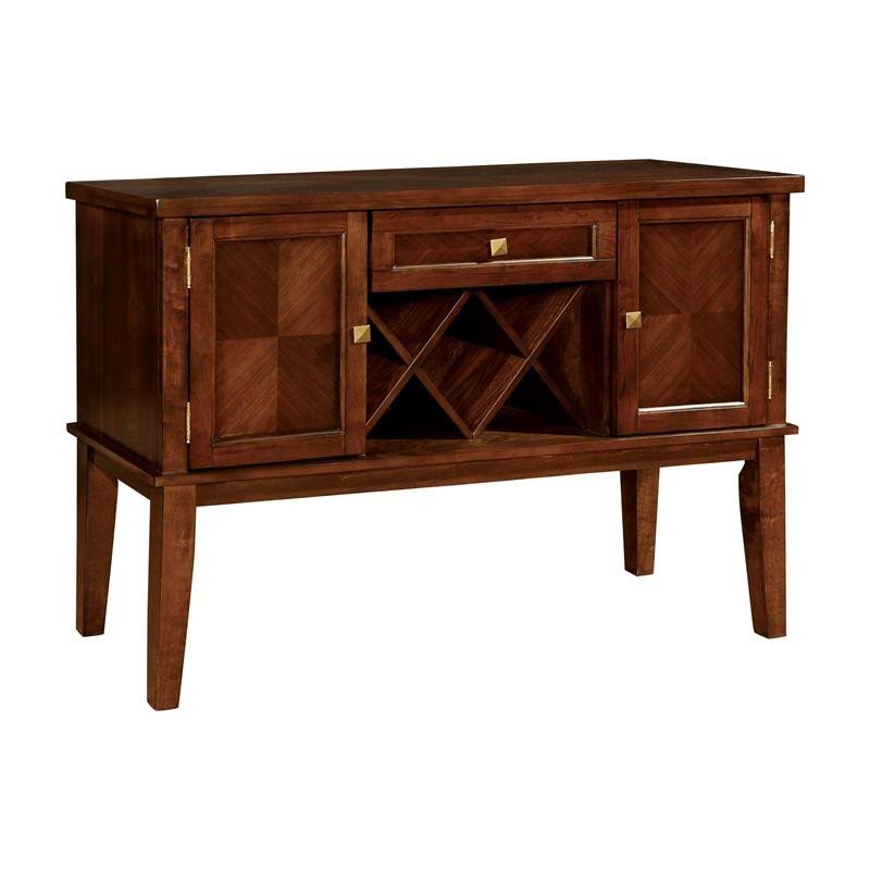 Solid Wood 1-Drawer Server in Brown Cherry U837116