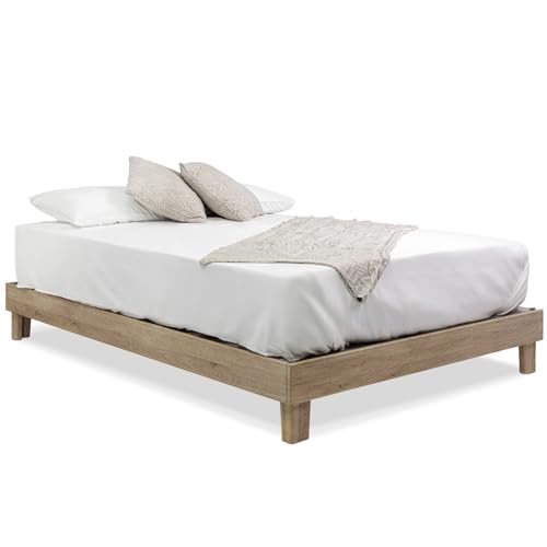 Solid Hardwood Platform Bed Frame with Slats D552843