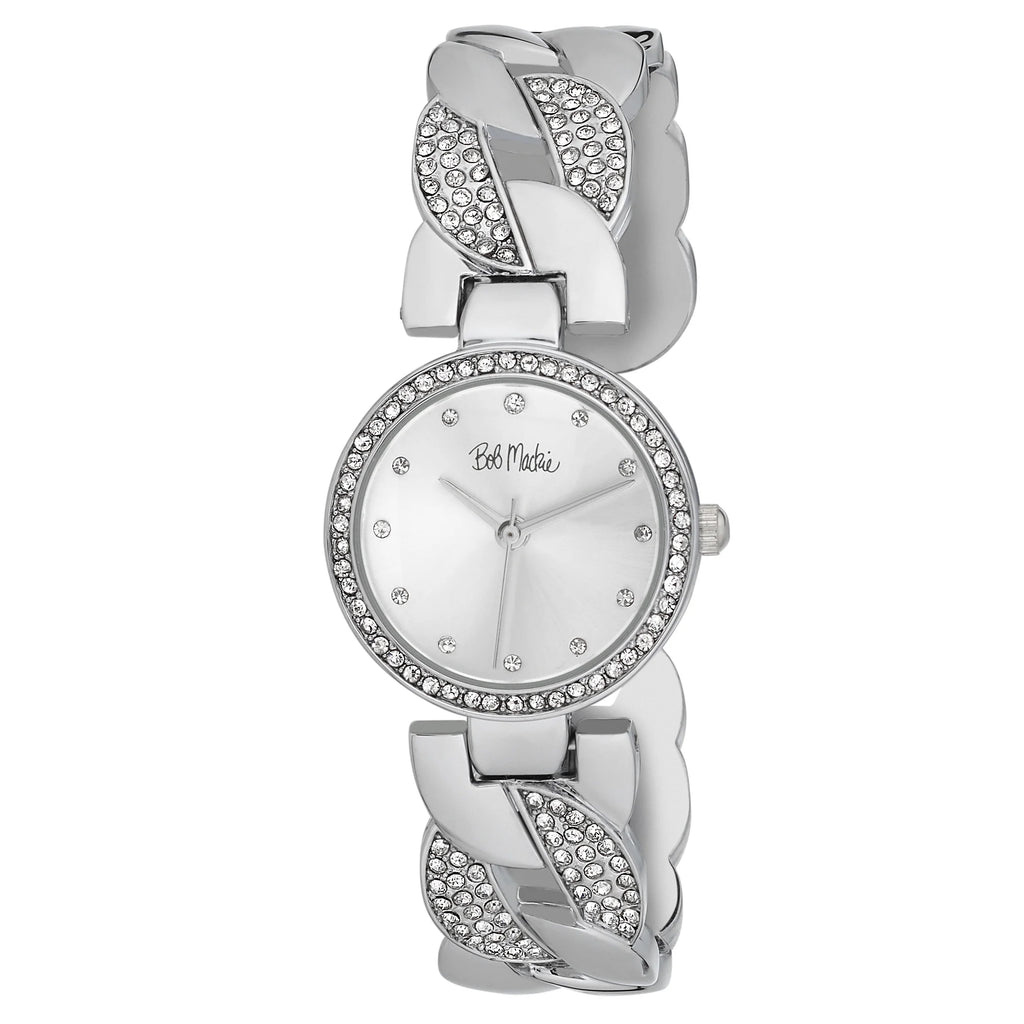 Silver 26mm Interwoven Crystal Bezel Bangle Watch R431