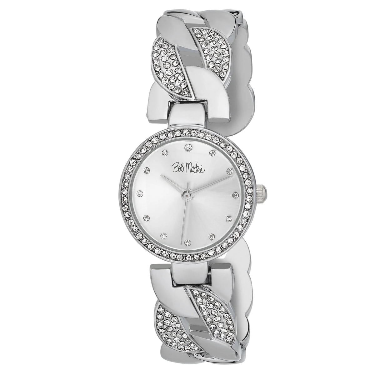 Silver 26mm Interwoven Crystal Bezel Bangle Watch R431