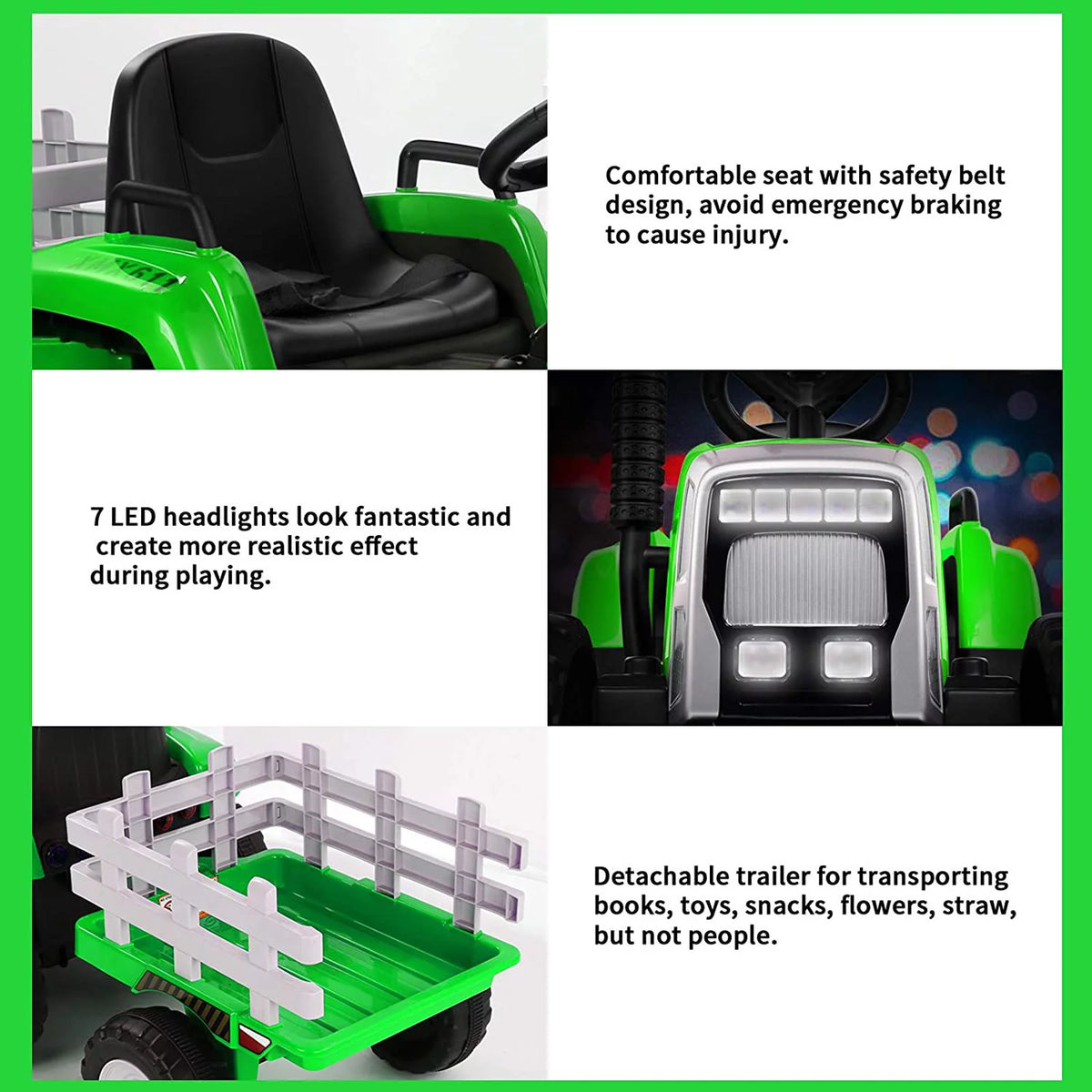 12V Kids Ride On Tractor with Trailer S29325
