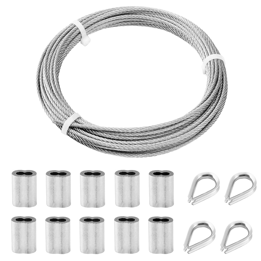 1/8 Stainless Steel Aircraft Cable Kit with Thimble and Crimping Sleeves T871
