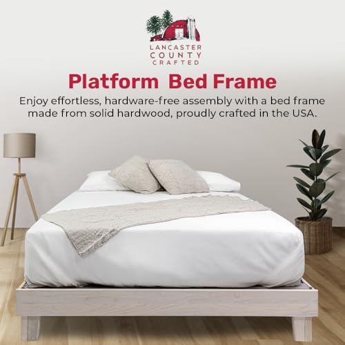 Solid Hardwood Platform Bed Frame with Slats D552843