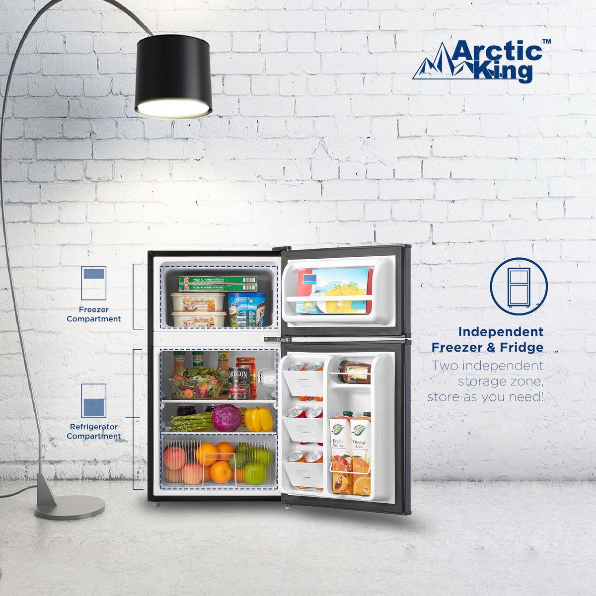 3.2 Cu ft Two Door Compact Refrigerator with Freezer V292875