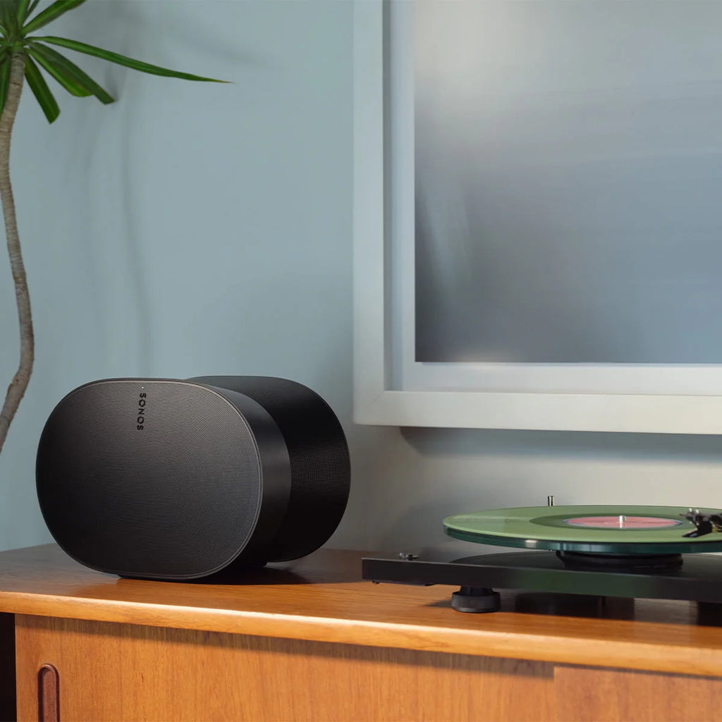 Black Wireless Soundbar, Subwoofer, and Pair of Smart Speakers X6820