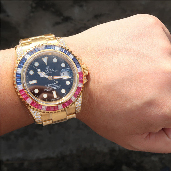 Golden Blue Red Diamond Black Dial 40mm G32503