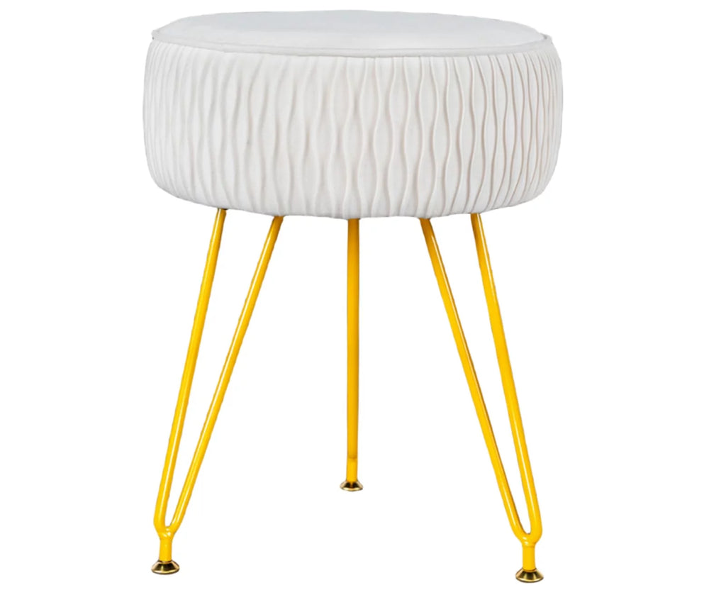 Faux Fur Vanity Stool with Golden Metal Legs A231132