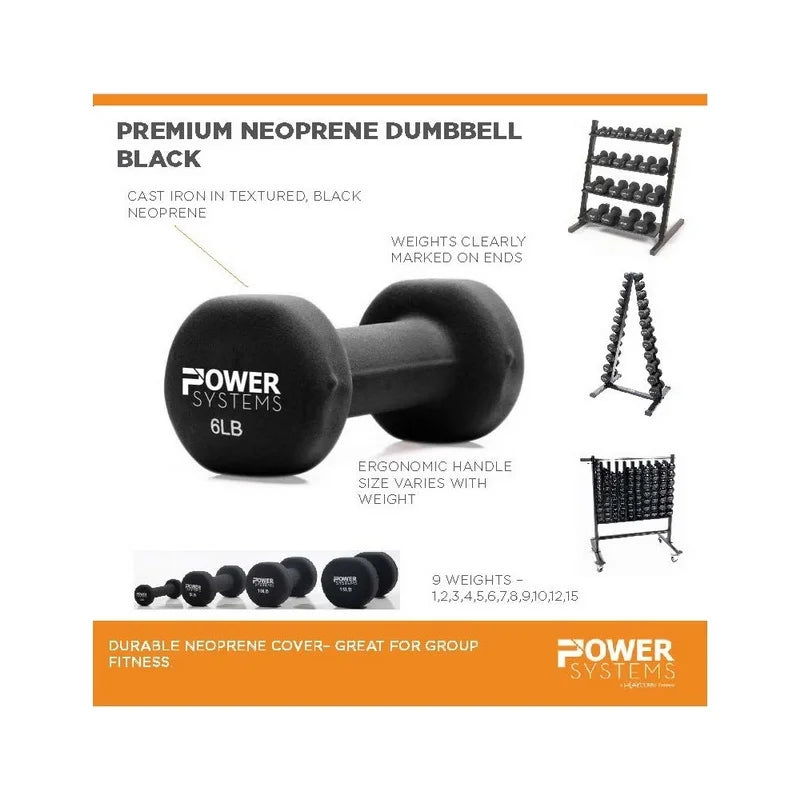 Neoprene Coated Dumbbell, Black, Pair, 8 lb M168