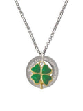 Opaque Green Four Leaf Clover Ring Necklace Y786