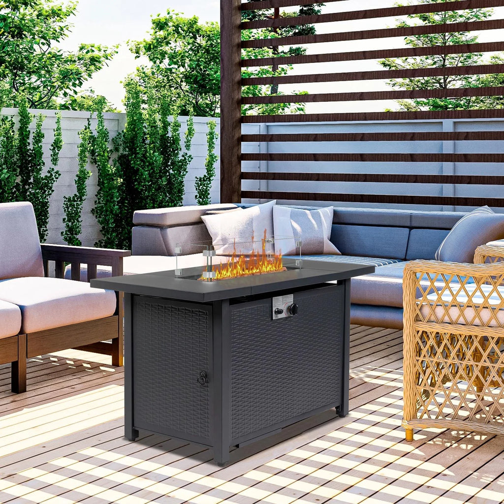 43'' Propane Fire Pit Table with Rain Cover and Wind Guard T29446
