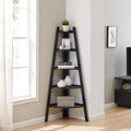 Five Tier Corner Ladder Bookshelf Black N6679