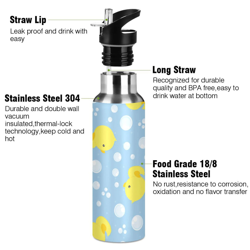 Blue Stainless Steel Insulated Water Bottle with Straw Lid C218