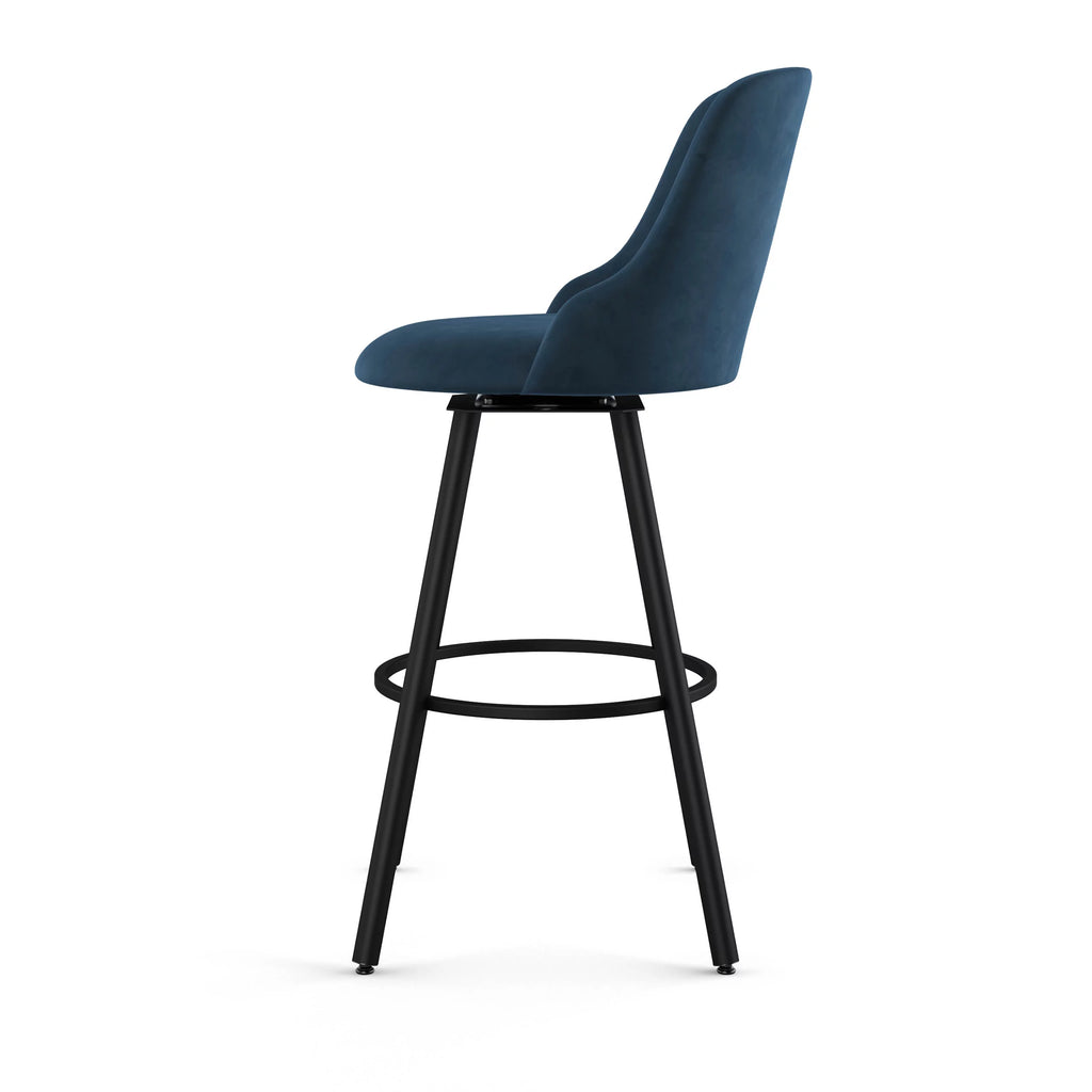 Dark Blue Velvet Swivel Counter Stool G107