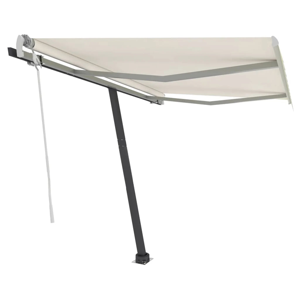 Manual Retractable Awning with LED Outdoor Canopy Sunshade Shelter Cream 118.1 x 98.4 Inches C93150