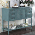 Light Green Wood Console Table with Drawers & Open Shelf Y652357