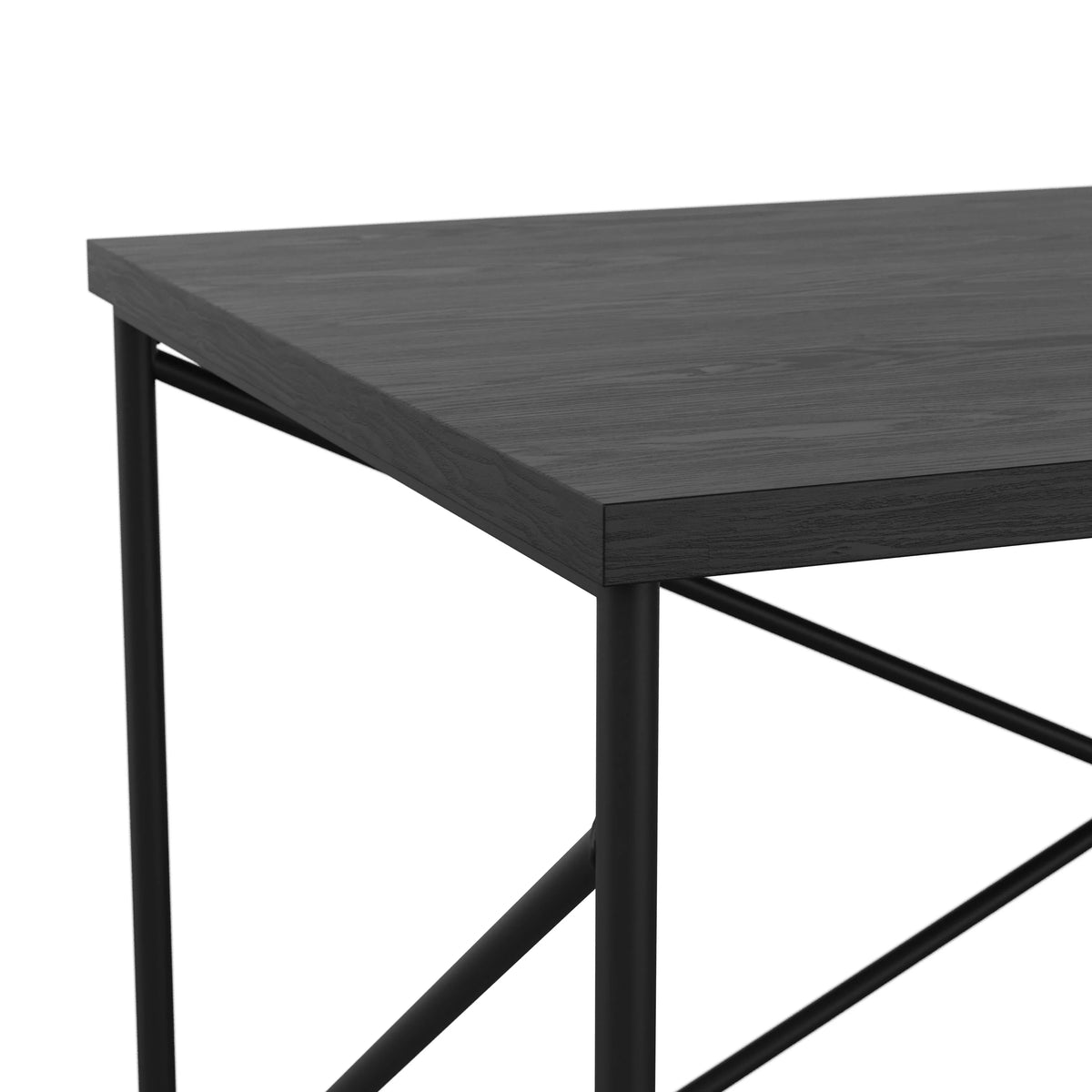 Black Wood Grain Parsons Desk with Metal X-Frame Y7546
