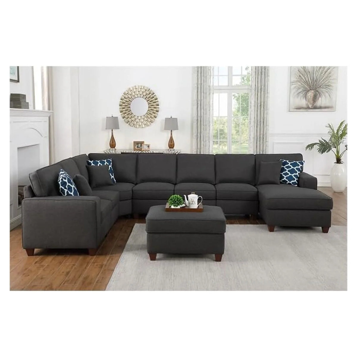 8-Piece Upholstered Fabric Sectional W814386