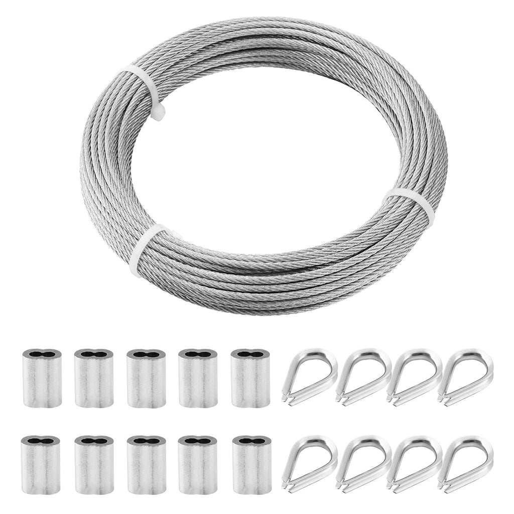 1/8 Stainless Steel Aircraft Cable Kit with Thimble and Crimping Sleeves T871
