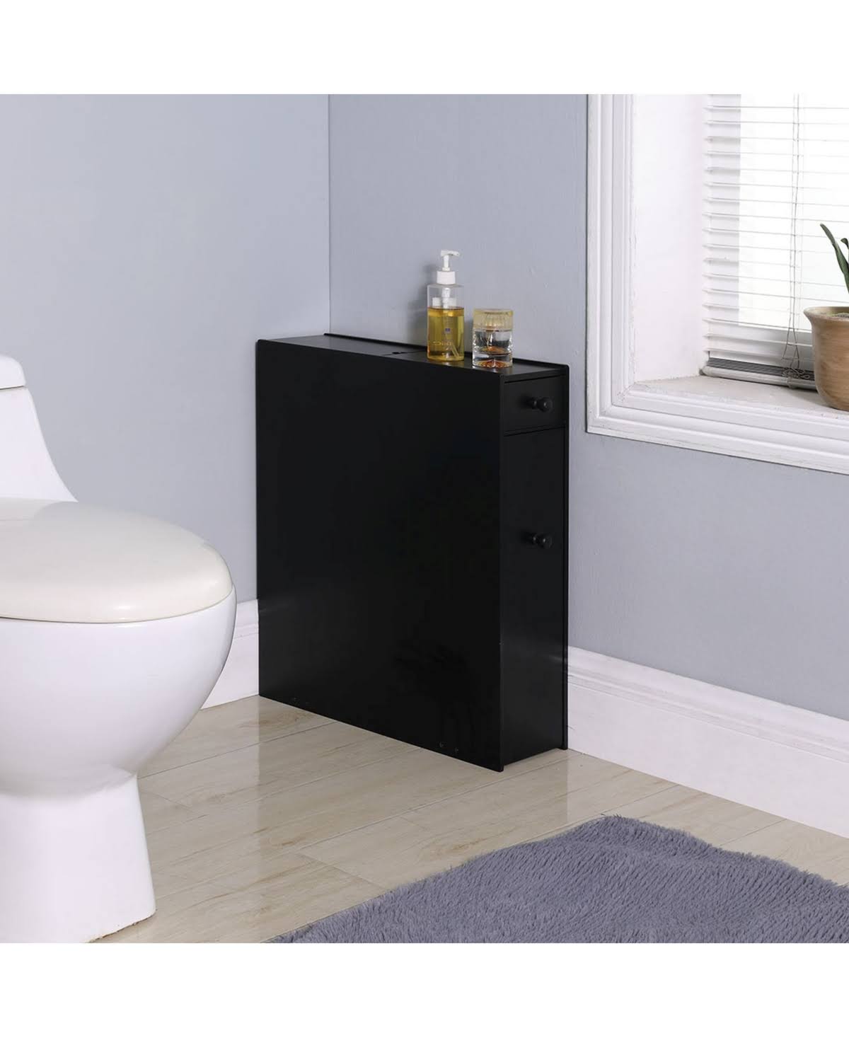 Black Bathroom Floor Cabinet Y209484