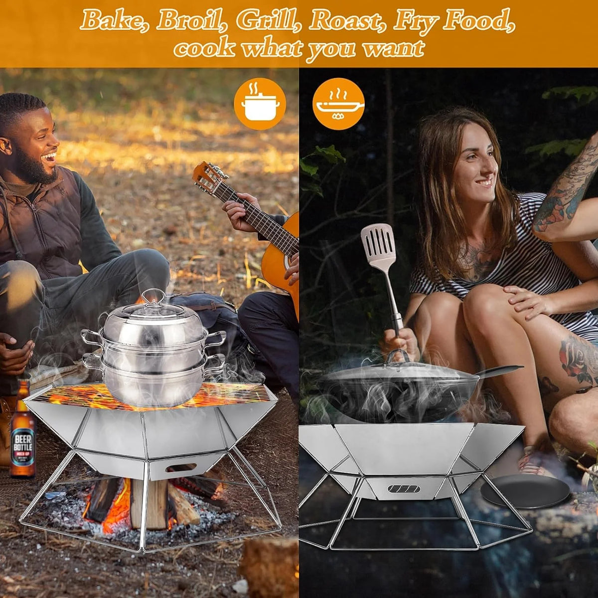 Hexagon Stainless Steel Folding BBQ Grill U4813