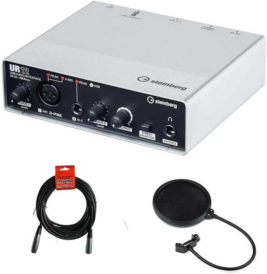 USB Audio Interface with XLR Cable & Pop Filter Bundle R7788