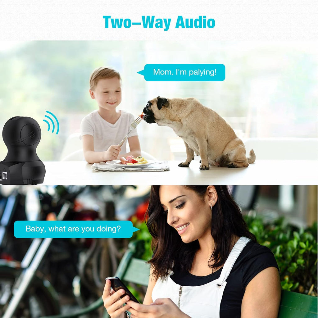 2K WiFi Pet Camera with Night Vision, Pan Tilt Zoom, Pack of 2 W57592
