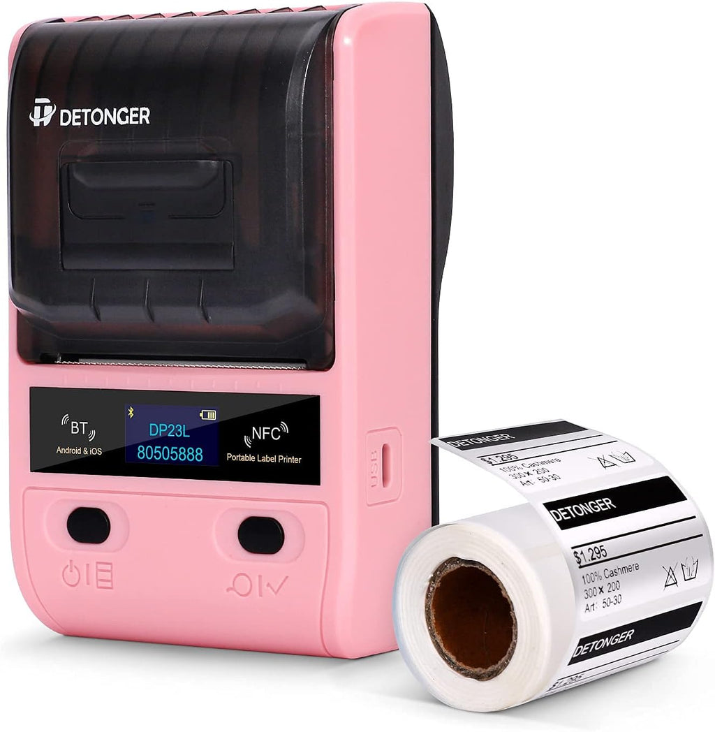 Portable Bluetooth Thermal Label Printer with 1 Pack 50x30mm Label, Black H58961