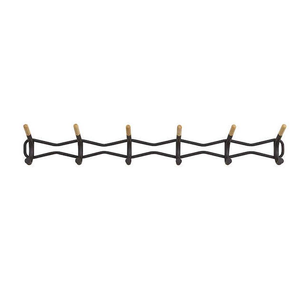 6 Hook Black Coat Wall Rack K9455