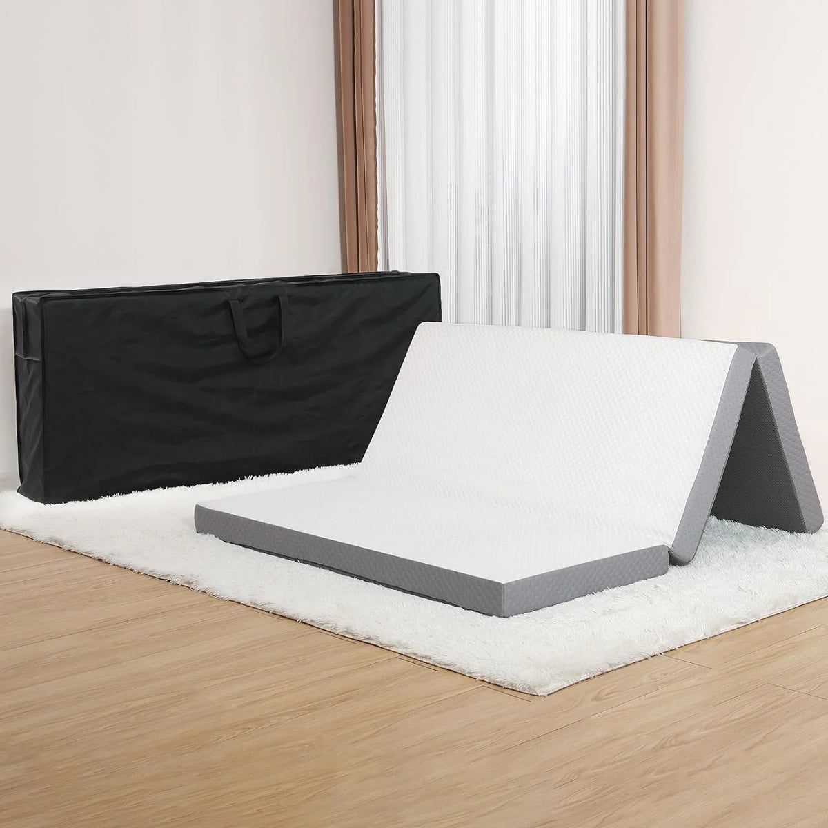 Queen Size 4 inch Foldable Memory Form Mattress with Storage Bag U988