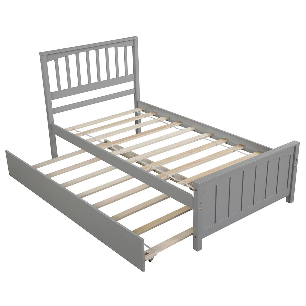 White Twin Bed Frame with Trundle X6066