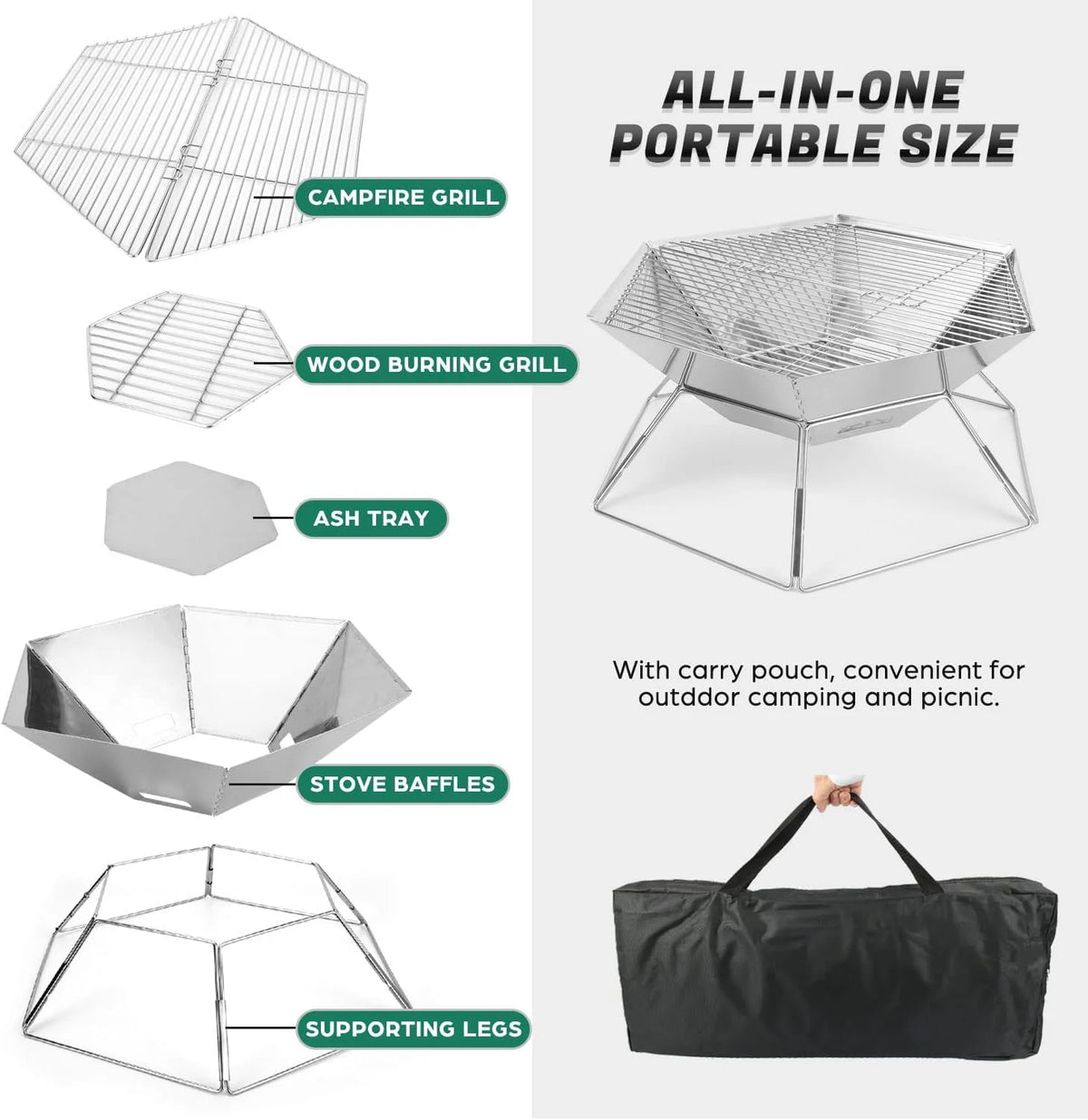 Hexagon Stainless Steel Folding BBQ Grill U4813