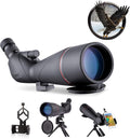 20-60x80 HD Spotting Scope with Tripod Carrying Bag Phone Adapter and Shutter Control Bak4 45° Eyepiece Telescope M316