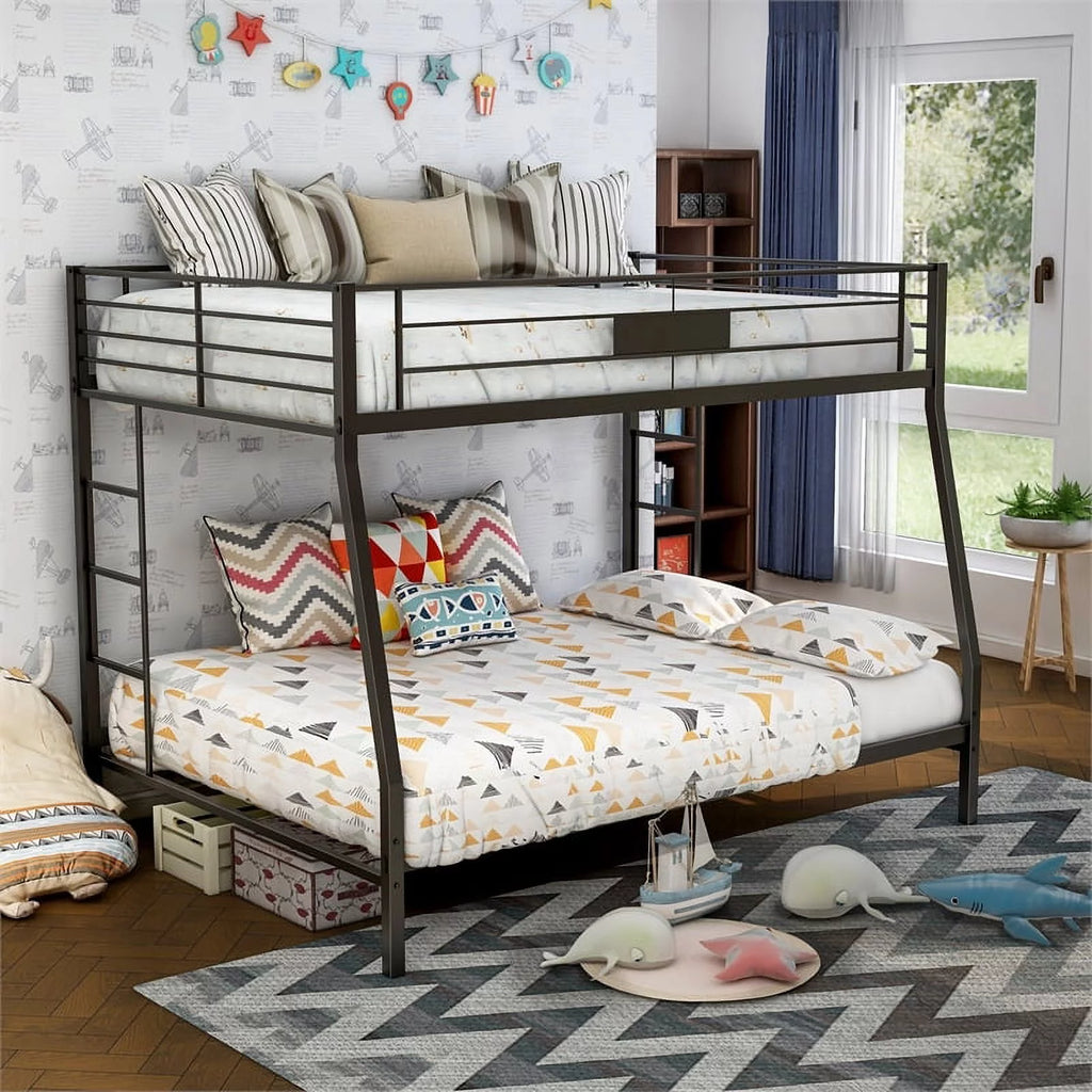 Black Steel Metal Full over Queen Bunk Bed K3641