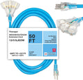 50 Ft All Weather Extension Cord with 3 Outlets, 12/3 SJEOW Heavy Duty Lighted Outdoor Cable E26360