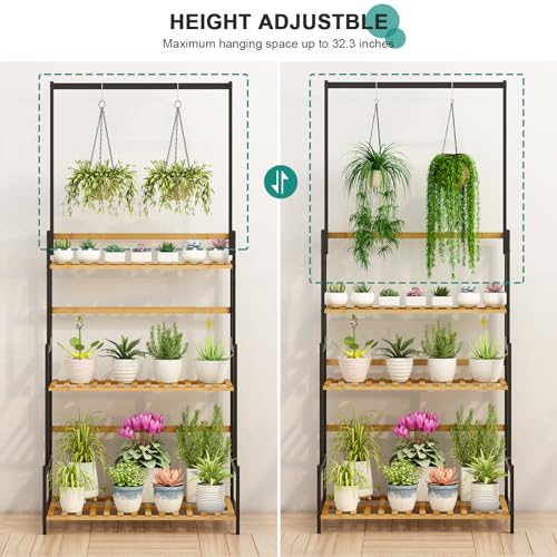 3 Tier Bamboo Foldable Plant Stand Shelf Rack R536588