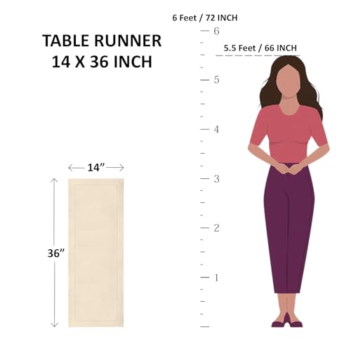 100% Pure Linen Black and Natural Table Runner 14 x 48 Inch J667725
